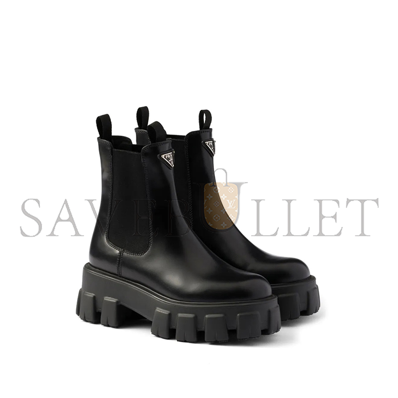 PRADA MONOLITH LEATHER CHELSEA BOOTS 
